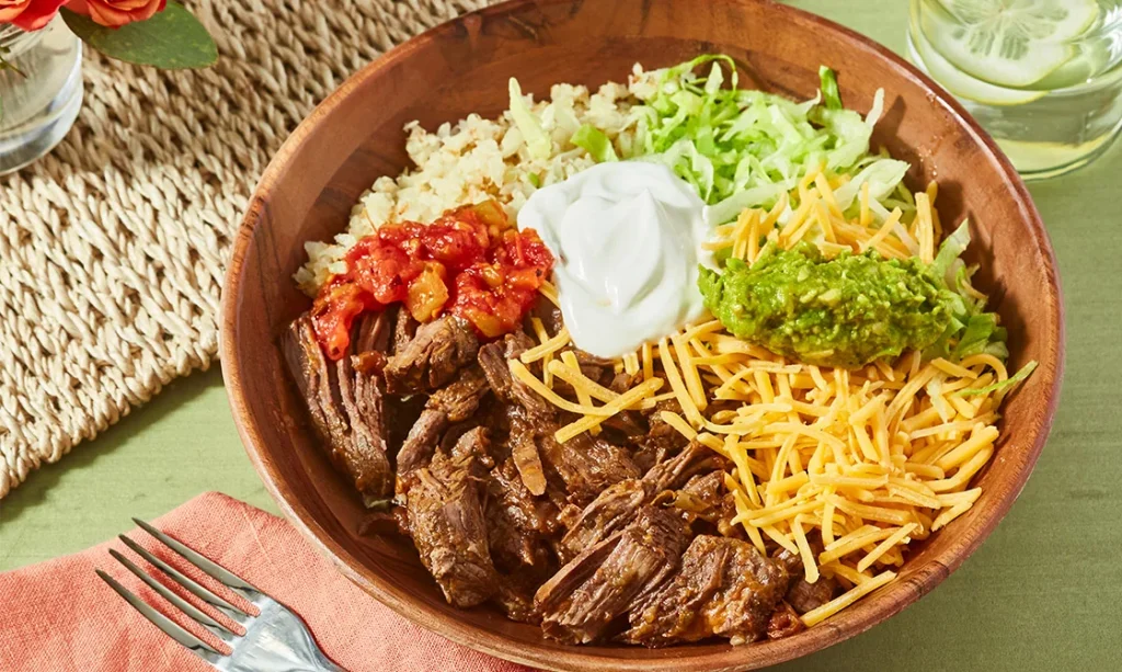 Beef burrito bowl met bloemkoolrijst